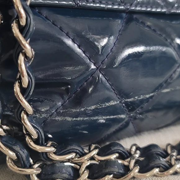 Authentic Chanel In The Business Flap Bag Quilted Patent Vinyl Maxi - Picture 11 of 16